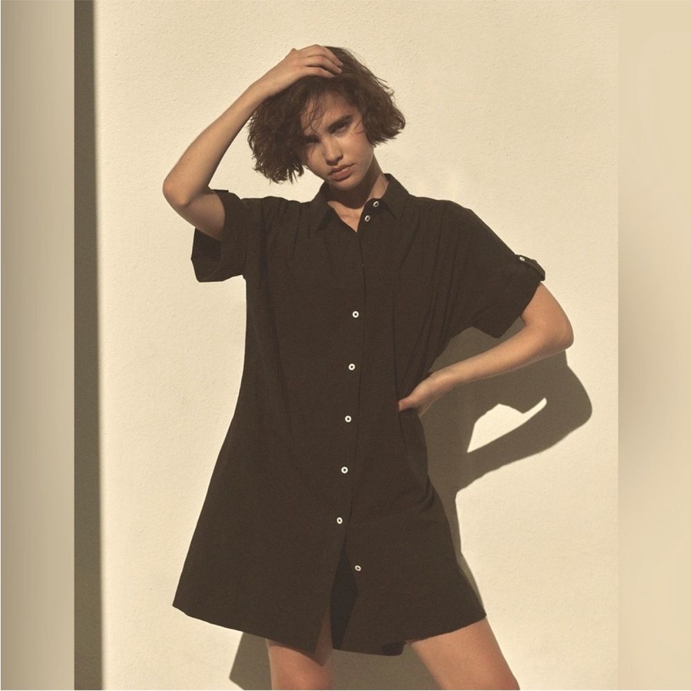 Madewell Collared Button-Front Mini Shirtdress Tr… - image 4